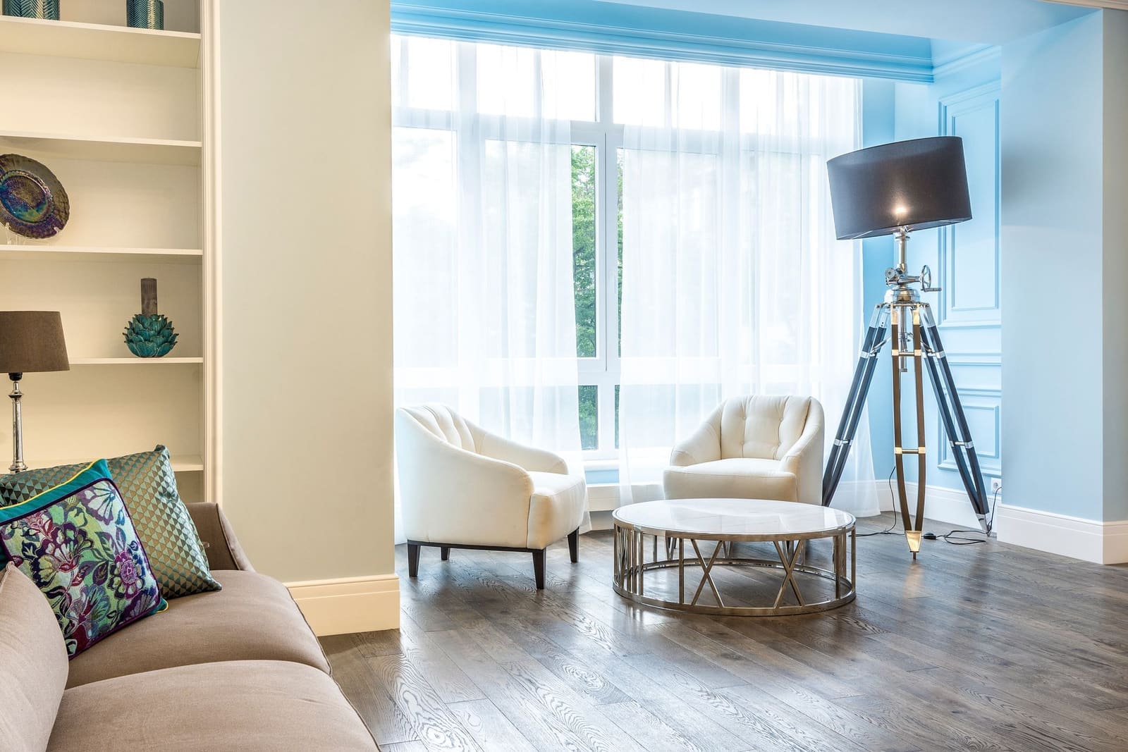 Penthouse lounge with skyline glazing in Kalyani Nagar