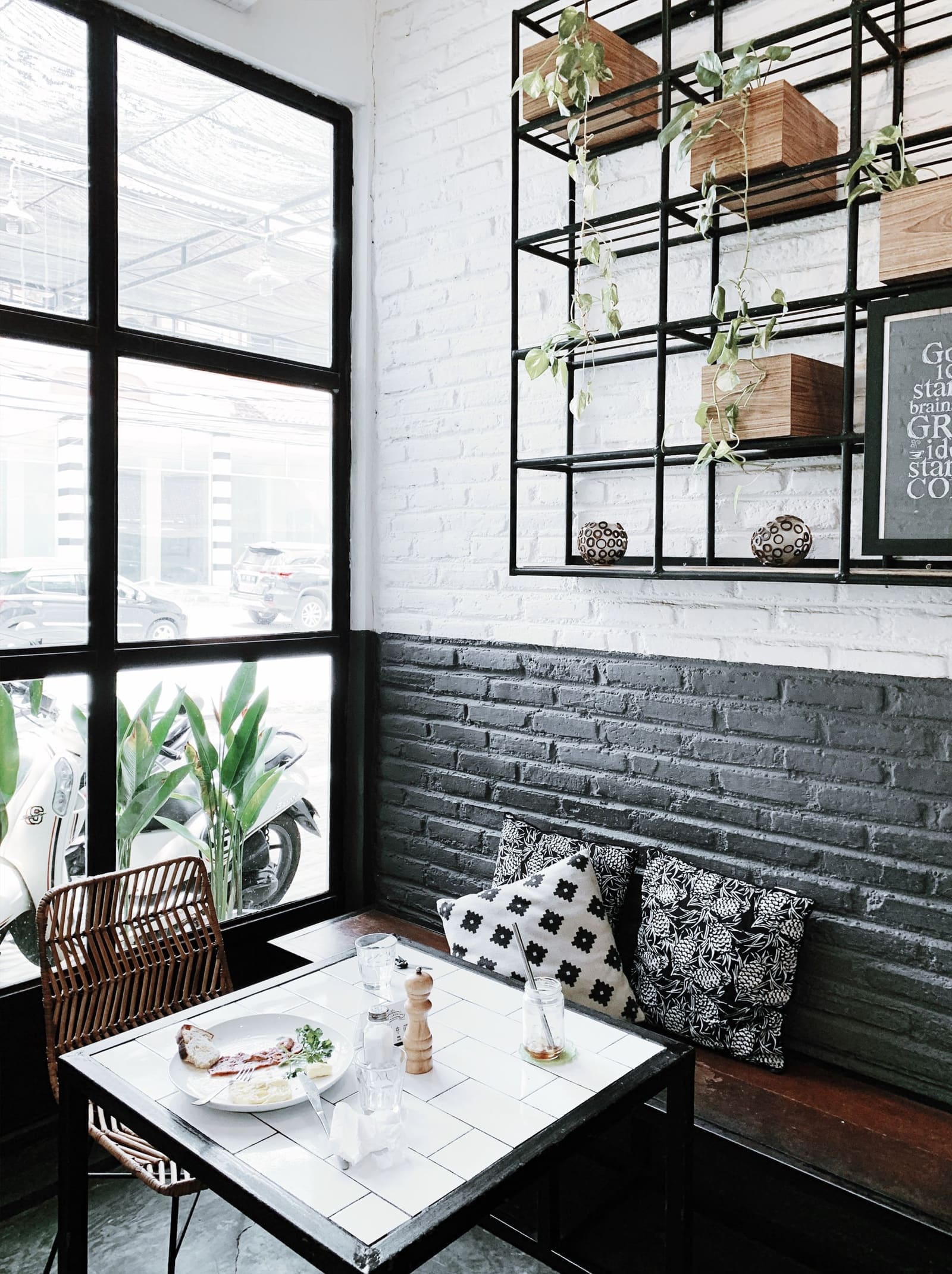 Cafe restaurant interior with banquette seating designed in Pune
