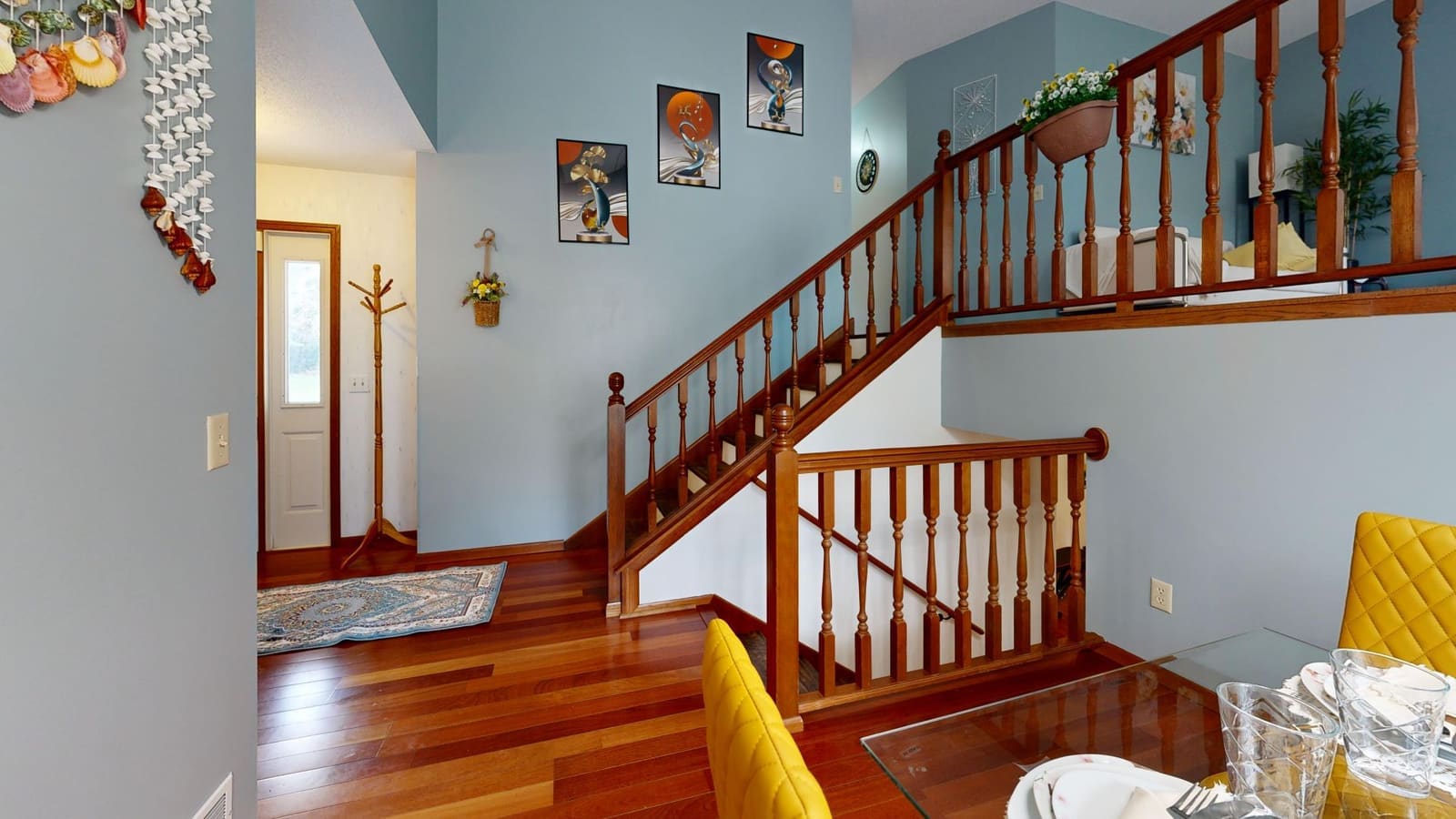 Restored staircase detail in an older Pune building