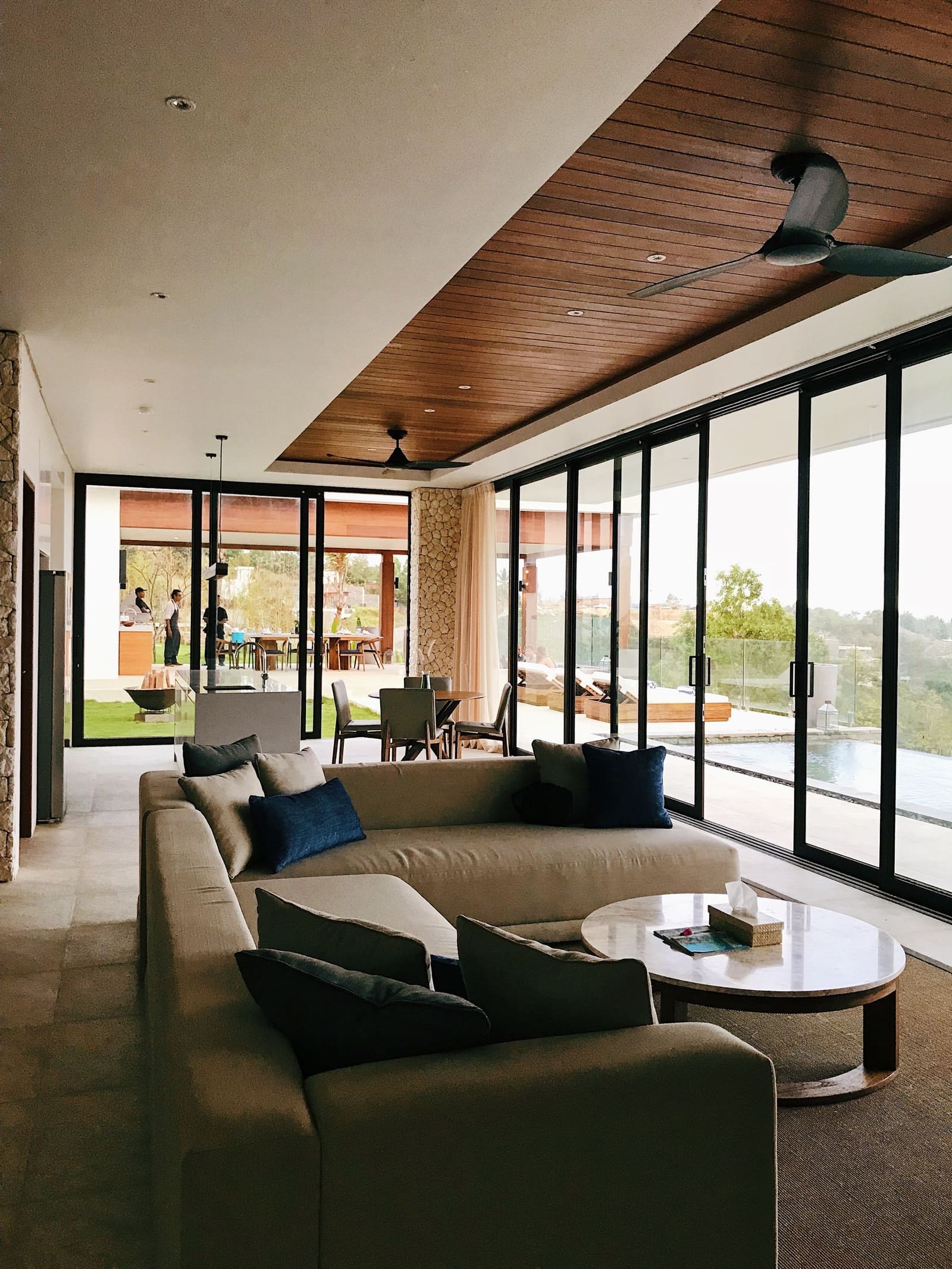 Garden-facing living room in an NIBM Road villa in Pune